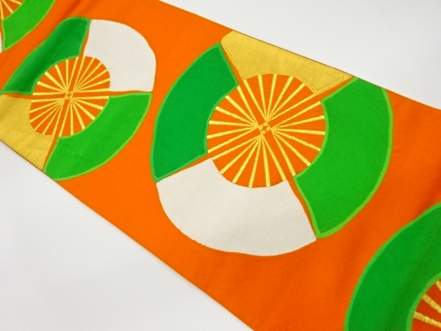 リサイクル　扇模様織出し袋帯